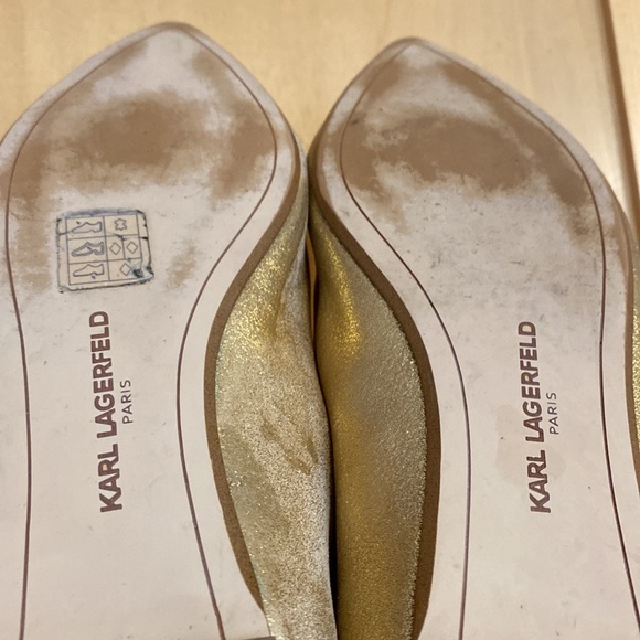 Karl Lagerfeld Devan Embellished Gold Soft Brushed Suede Shoe - Picture 5 of 5